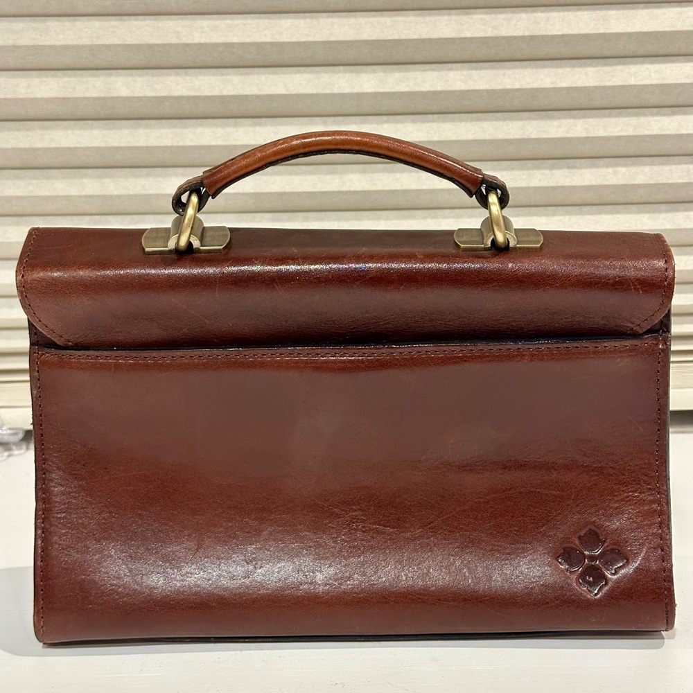 Patricia Nash Floral Embossed Brown Leather Handbag - Picture 2 of 8